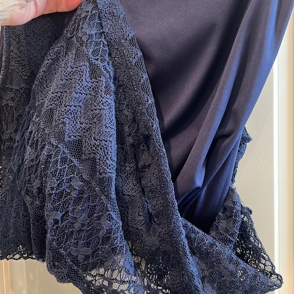 Xhilaration NAVY Dress Cotton Crochet Lace over Nylon/Rayon w/ Blue Embr… - Picture 5 of 10
